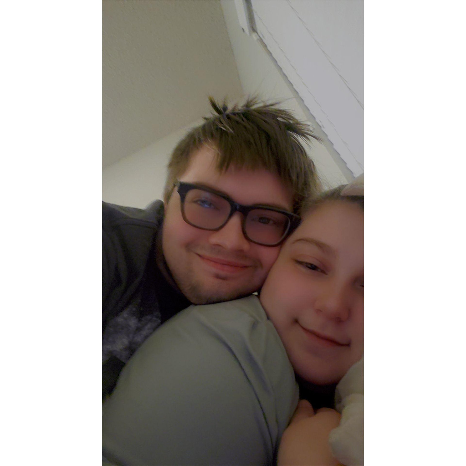 Robert "smothering" me with his love