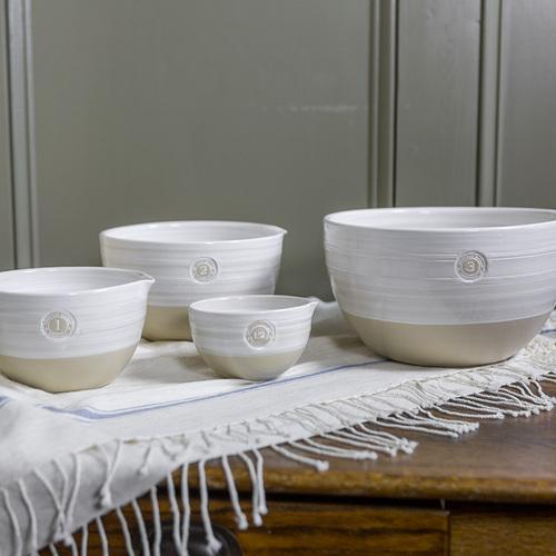 4-Piece Louisville Pottery Collection Nested Mixing Bowl Set in White