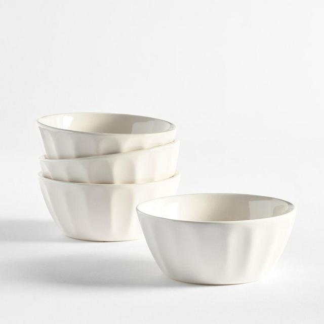 Heirloom Stoneware Berry Bowls, Set of 4 - White