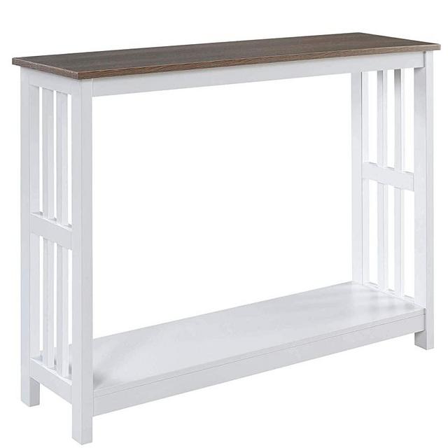 Convenience Concepts Mission Console Table with Shelf, Driftwood/White