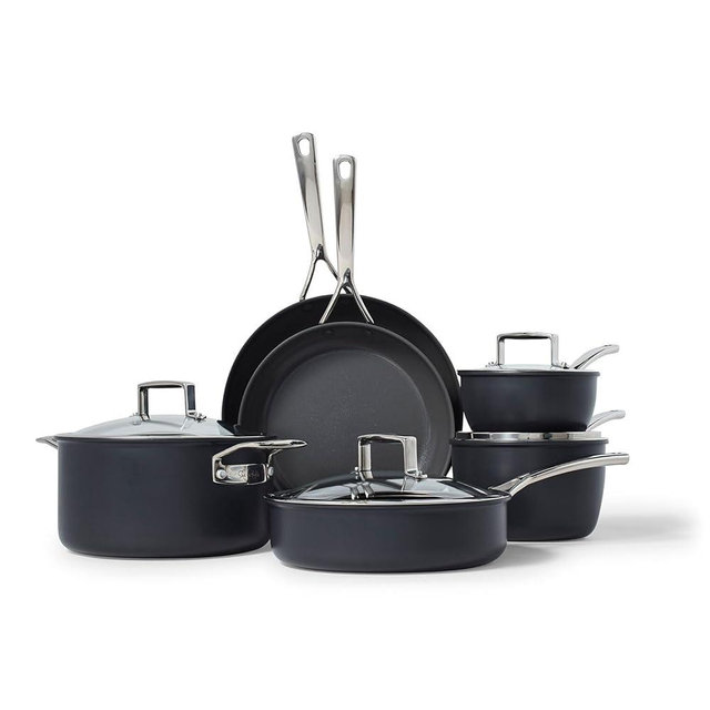 Sur La Table Classic Hard Anodized Ceramic Nonstick 10-Piece Cookware Set, Aluminum