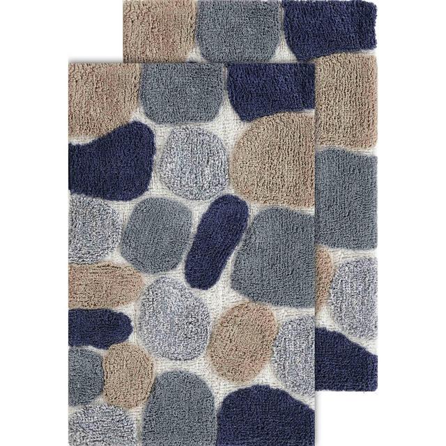 2pc Pebbles Bath Rug Set Gray/Blue - Chesapeake