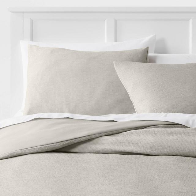3pc Full/Queen Microfiber Textured Duvet & Sham Set Light Gray - Room Essentials™