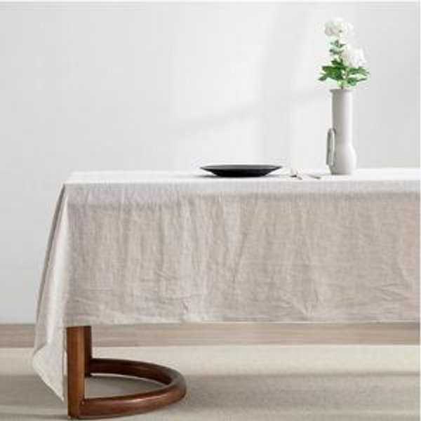 EVERLY 100% Pure Linen Rectangle Tablecloth 84Lx60W Inches for Dining,Weddings and Restaurants,Decorative Halloween,Thanksgiving,Christmas Table Cloth Machine Washable Tablecloths-Natural Linen