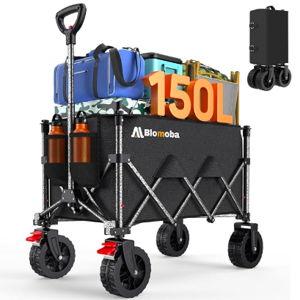 Collapsible Wagon Cart, 150L Heavy Duty Foldable Beach Wagon