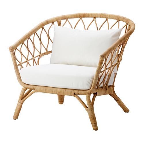 STOCKHOLM 2017				Chair with cushion, rattan, Röstånga white