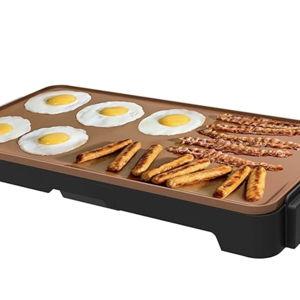 bella XL Electric Ceramic Titanium Griddle, Make 15 Eggs At Once, Healthy-Eco Non-stick Coating, Hassle-Free Clean Up, Large Submersible Cooking Surface, 12" x 22", Copper/Black