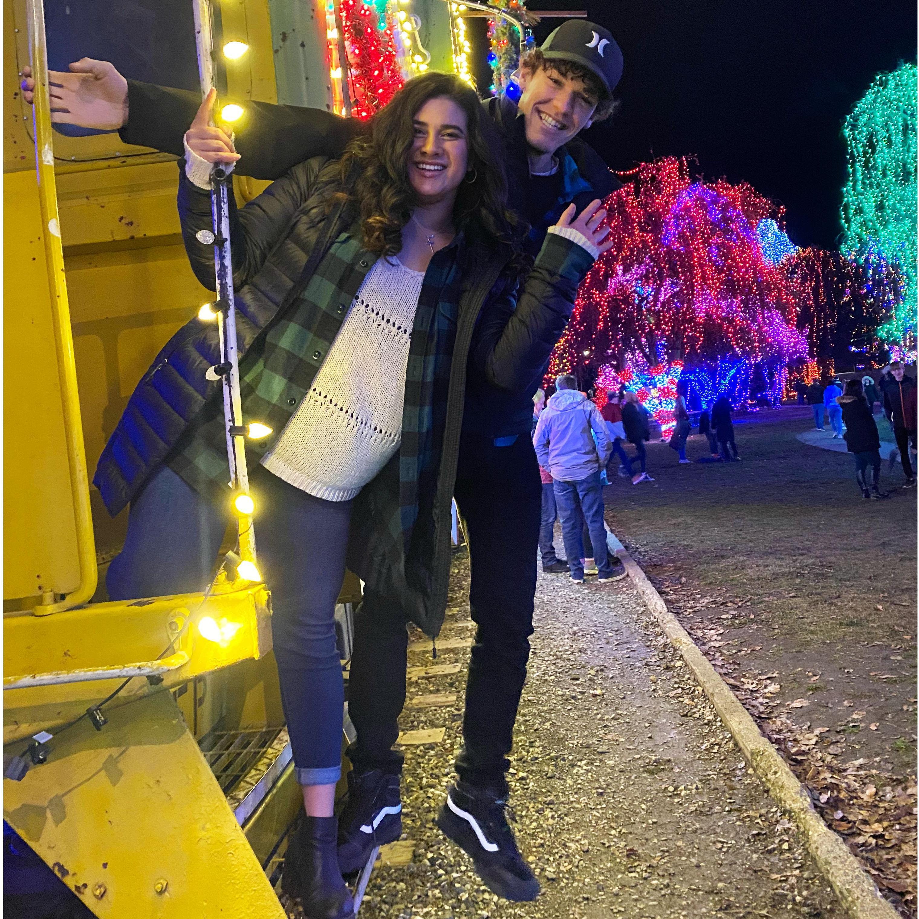 All-aboard! Lewiston decorates the train for Christmas and they couldn't resist taking a photo!