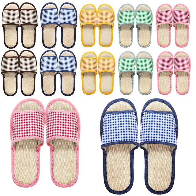 Eorbow 10 Pairs Washable House Slippers for Guests, Disposable Indoor Slipper with Thick Sole, Non Slip Open Toe Slipper, Spa Slipper Bulk for Home, Hotel, Bedroom, Travel, Unisex Universal Size