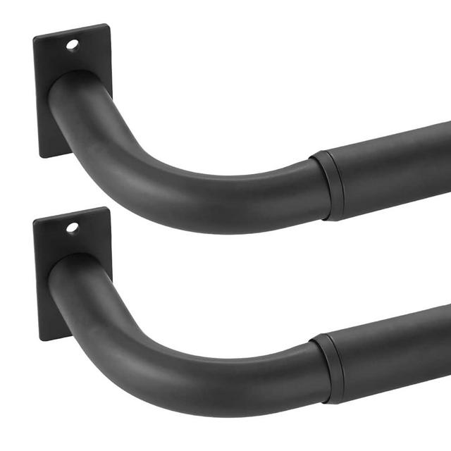 Vimayta Curtain Rods for Windows 28 to 48 Inches 2 pack, 1 Inch Diameter Metal Wrap Around Window Curtain Rod with Brackets, Matte Black