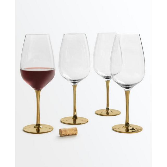Martha Stewart Collection Gold Stem Red Wine Glasses, Set of 4, Created for Macy's