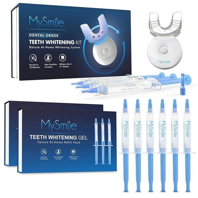 MySmile Teeth Whitening Kit with LED Light, 6 Non-Sensitive Teeth Whitening Gel,Teeth Whitener Dental Grade Tooth Whitening Gel for Tray, 10 min Fast Result Whitening