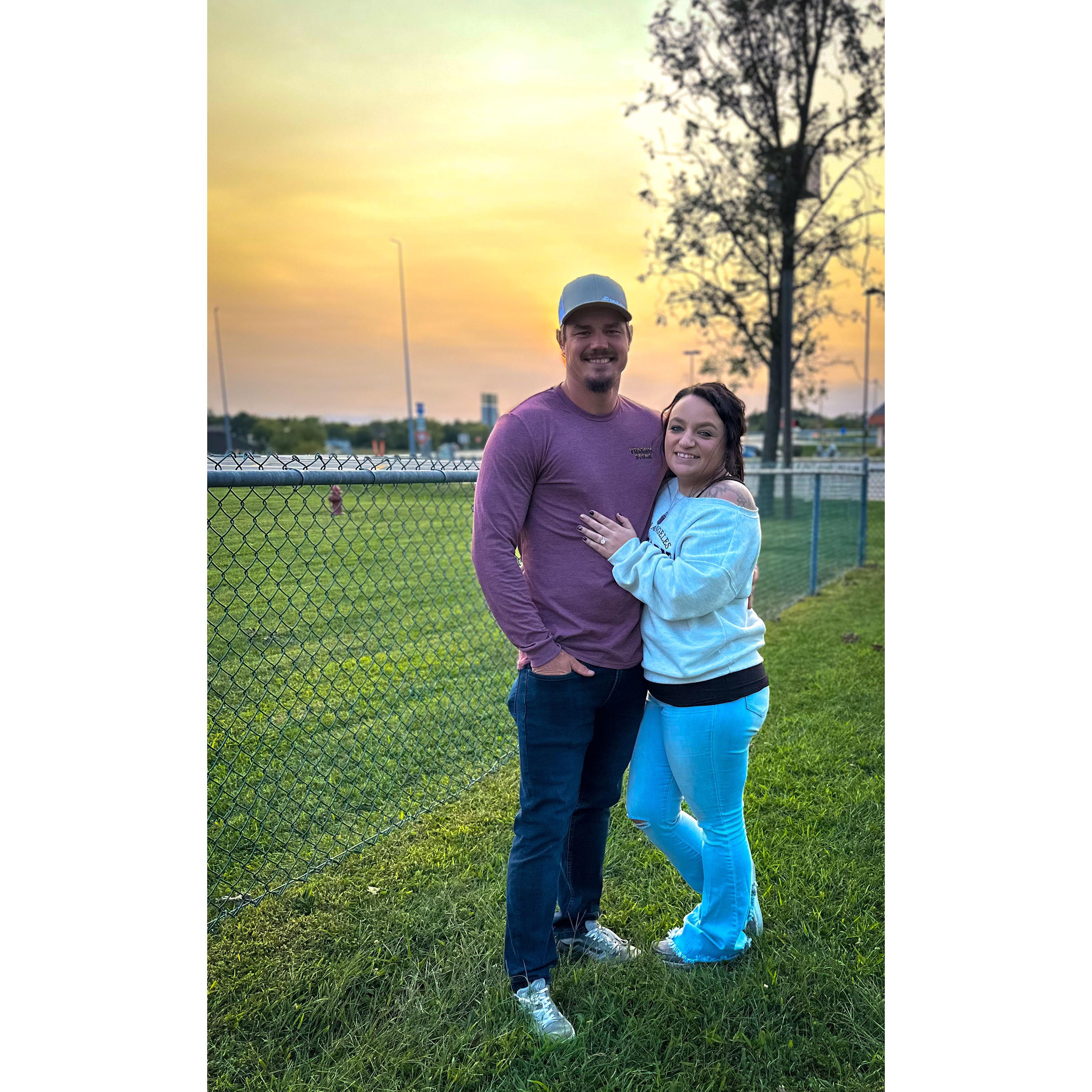 First actual photo together as an engaged couple!