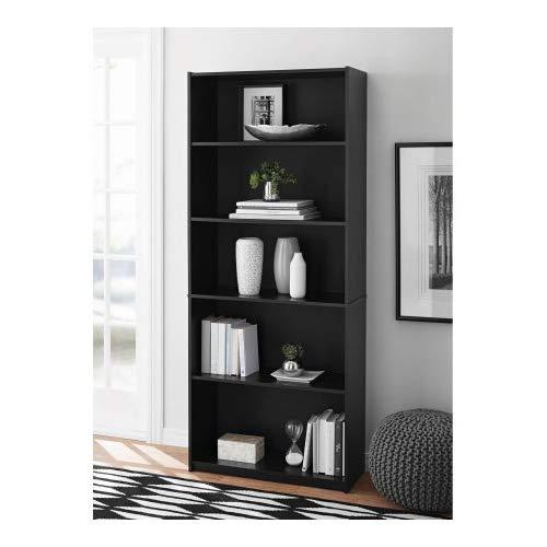 Mainstays 5-Shelf Wood Bookcase - BLACK