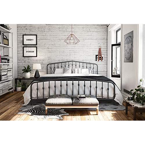 Novogratz Bushwick Metal Bed, King, Grey