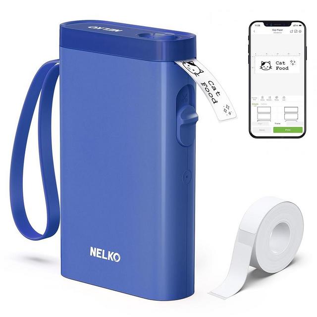Nelko Label Maker Machine with Tape, P21 Bluetooth Label Printer, Wireless Mini Label Makers with Multiple Templates for Organizing Home, Deep Blue