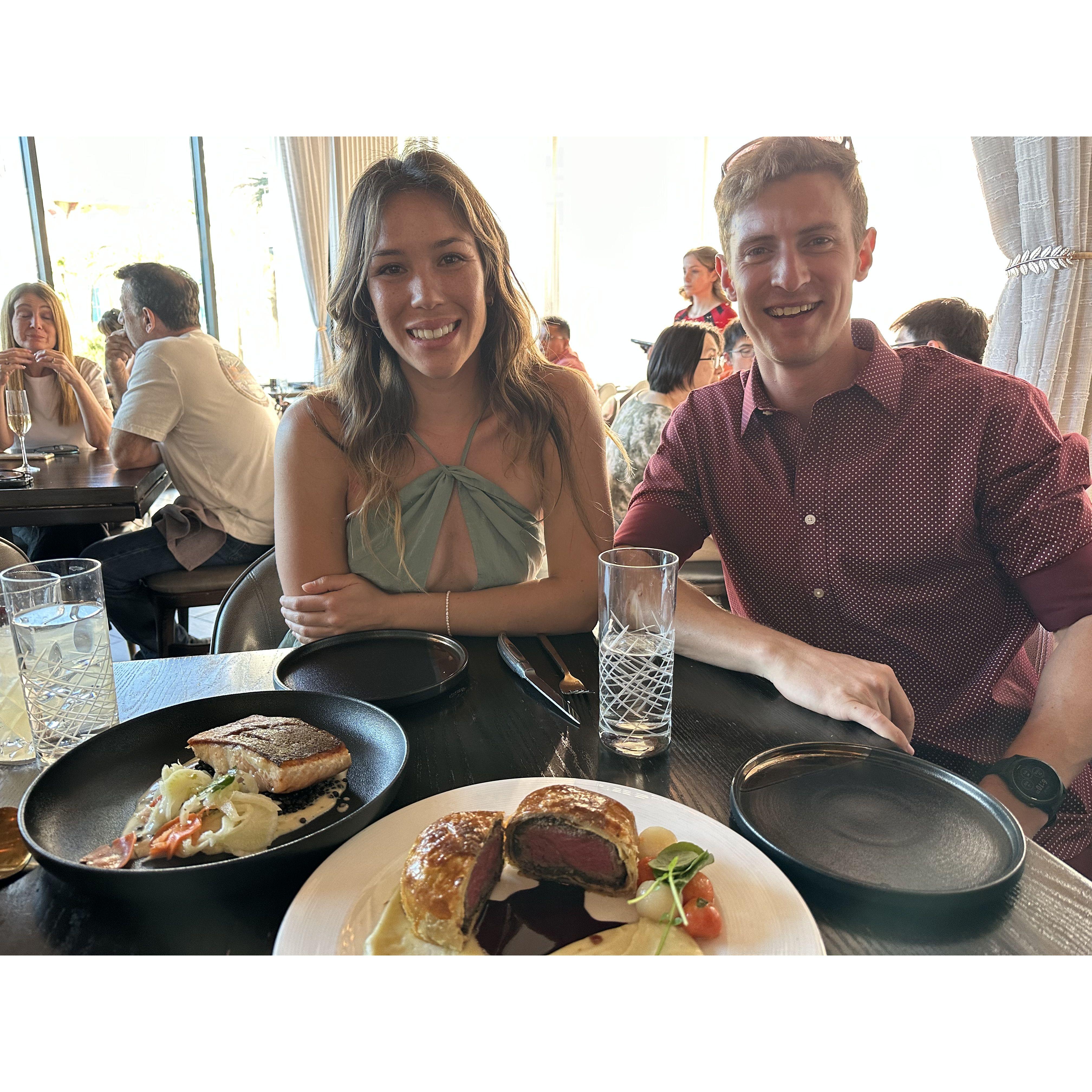 Enjoying the food from the one and only Gordan Ramsay at Hell's Kitchen.