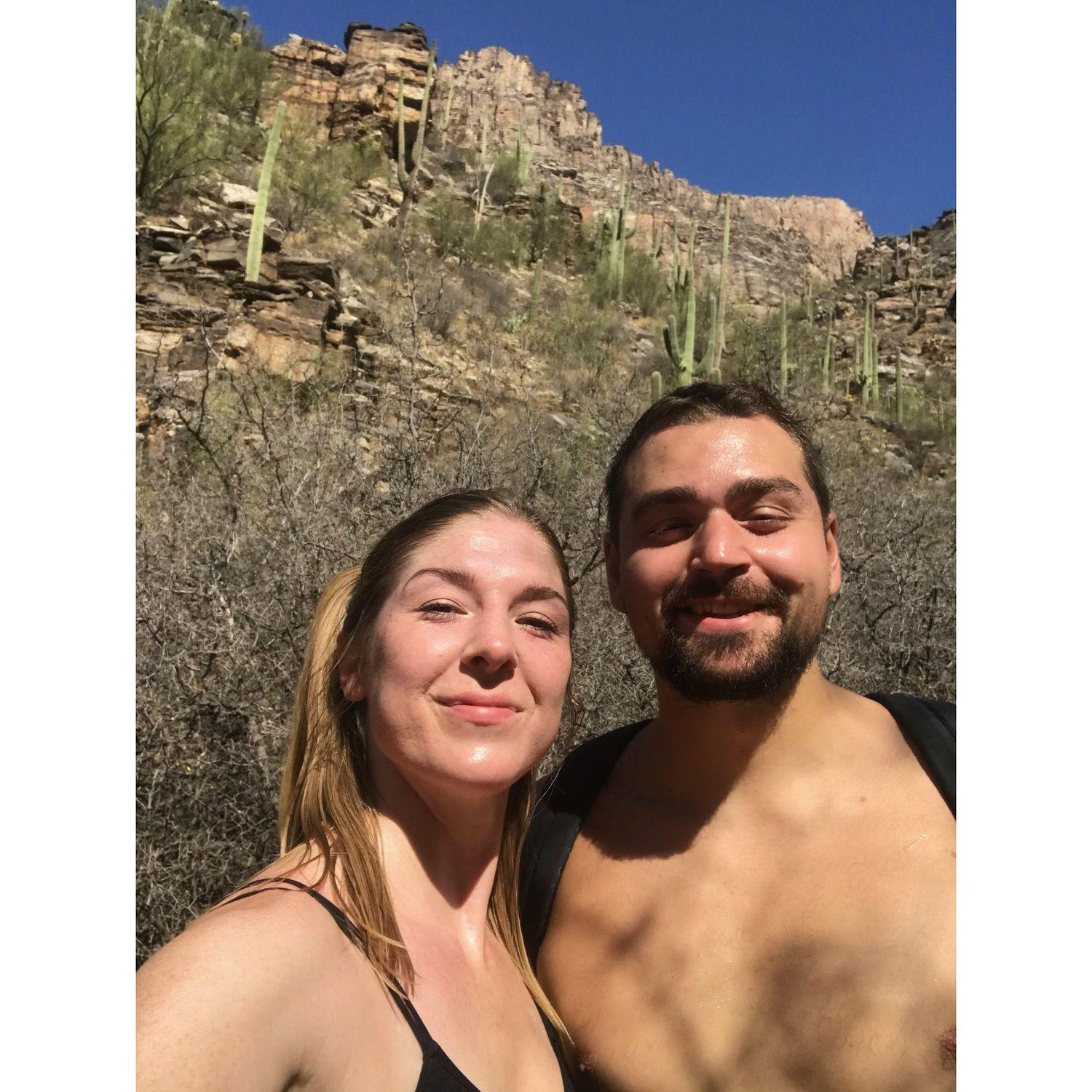 Us at the beginning of a very very hot, nine mile hike