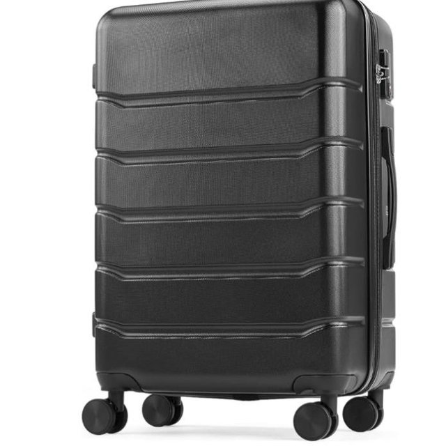 OLIXIS 28 Inch Luggage, Hardside Checked Suitcase with Spinner Wheels–Black