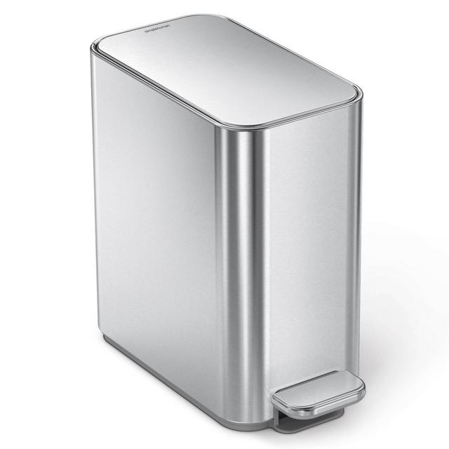 simplehuman 5L Slim Stainless Steel Step Trash Can Brushed Silver