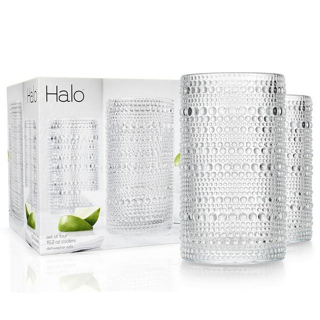 Glaver's Hobnail Drinking Glasses, Set of 4 Clear Vintage Beaded Glass Cups, 15 Oz. Cocktail Drinking Glassware Set, For Water Juice Smoothies. Home Dinner Bar uses.