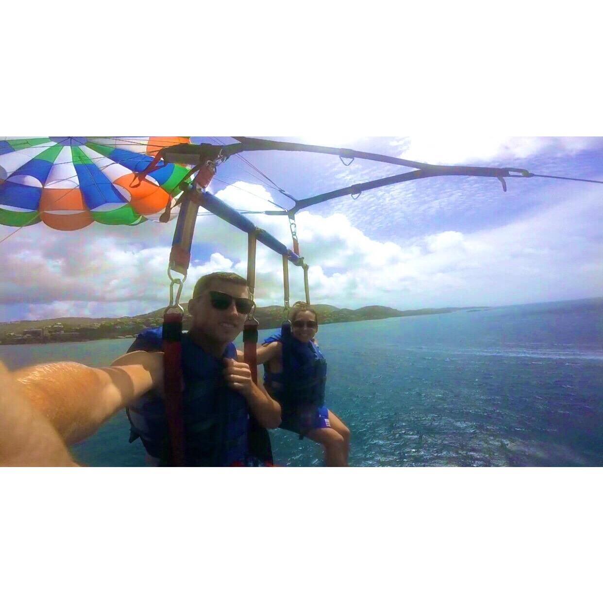 Parasailing in St. Thomas! (Nick making Steph conquer her fears)