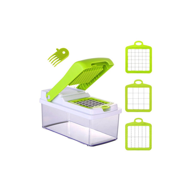 iMountek "Versatile Vegetable Slicer Set: Quick Potato, Tomato & Fruit Cutter with 3 Stainless Steel Blades"Green