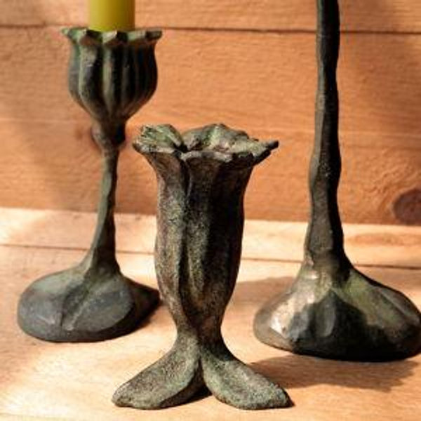 Bronze Botanical Candlesticks - Campanula