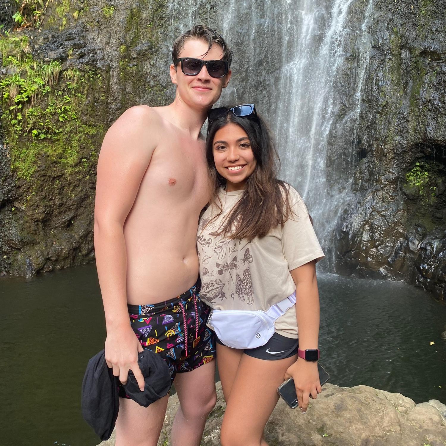 Our first time in Hawaii together, chasing waterfalls