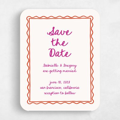 Red Rounded Wedding Save the Date - Nyssa Portrait