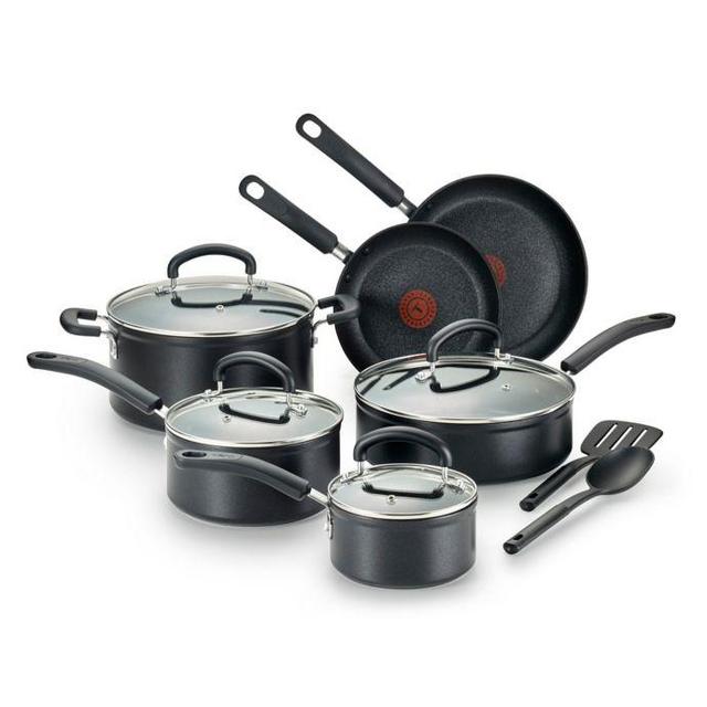 T-Fal® Titanium Advanced Nonstick Aluminum 12-Piece Cookware Set in Black