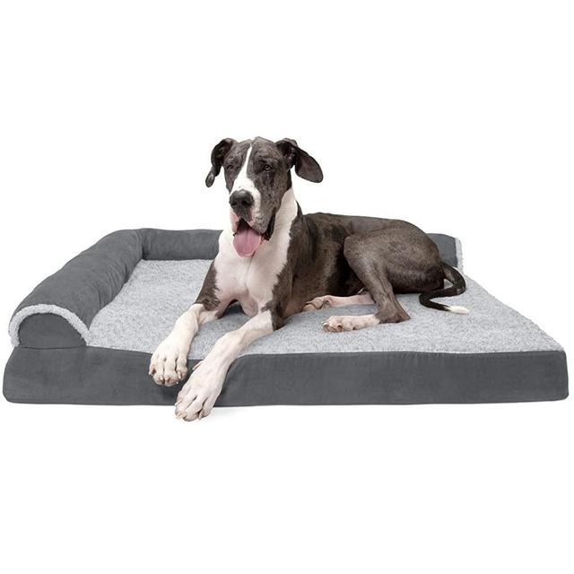 Furhaven Pet - Plush Orthopedic Sofa, Ergonomic Contour Mattress, Self-Warming Hi Lo Cuddler, Calming Anti-Anxiety Hooded Donut Dog Bed and More for Dogs and Cats - Multiple Styles, Sizes, and Colors