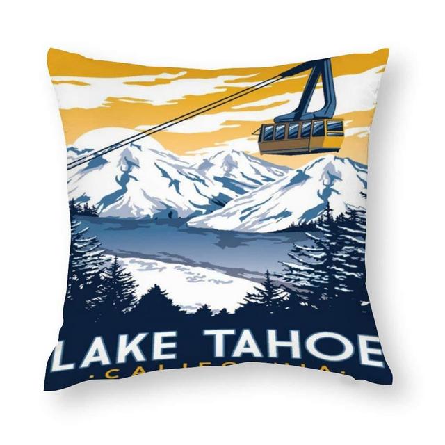 Wonderllty Lake Tahoe California Square Throw Pillow Cover Personality Cushion Cover Home Decorative Pillowslip with Zipper for Sofa Couch, 16x16 inch