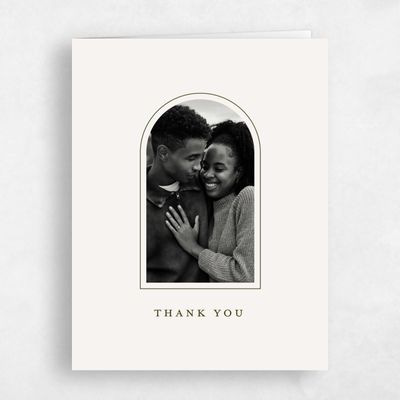 Darkest Olive, Beige Wedding Thank You - Vianne Photo