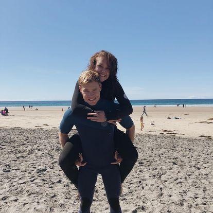 Morgan taught Darby how to surf!