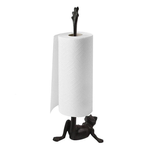 Tsnamay 16.54" Rustic Frog Toilet Paper Holders,Metal Toilet or Kitchen Paper Holder for Floor or Countertop
