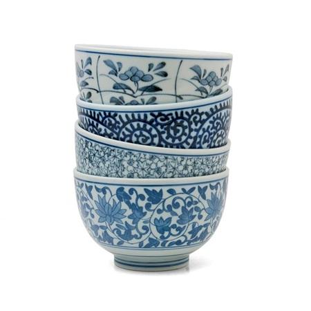 Set of 4 Japanese Ceramic Rice Bowls