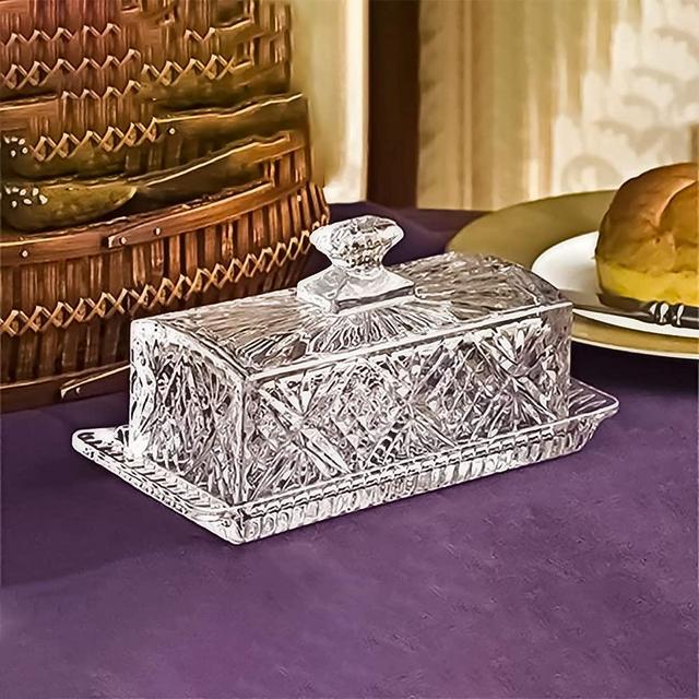 Covered Glass Butter Dish | Classic 2-Piece Design Butter Dish with Lid | Dishwasher Safe