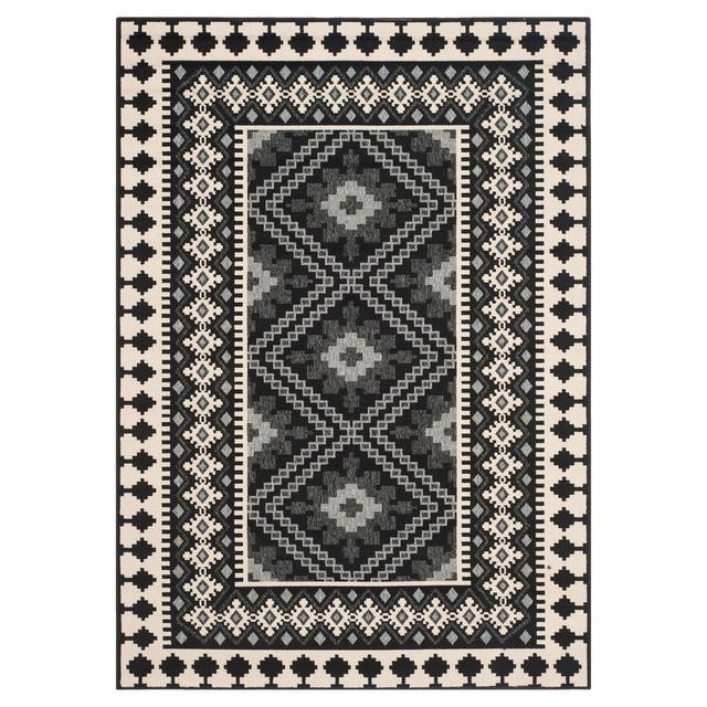 Nadir Indoor/Outdoor Area Rug - Black/Creme (5'3"x7'7")- Safavieh