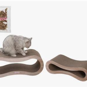 THE LICKER STORE Suvi 26-in Modern Cardboard Infinity 2-in-1 Lounge Cat Scratcher with Catnip, Oak Wood - Chewy.com