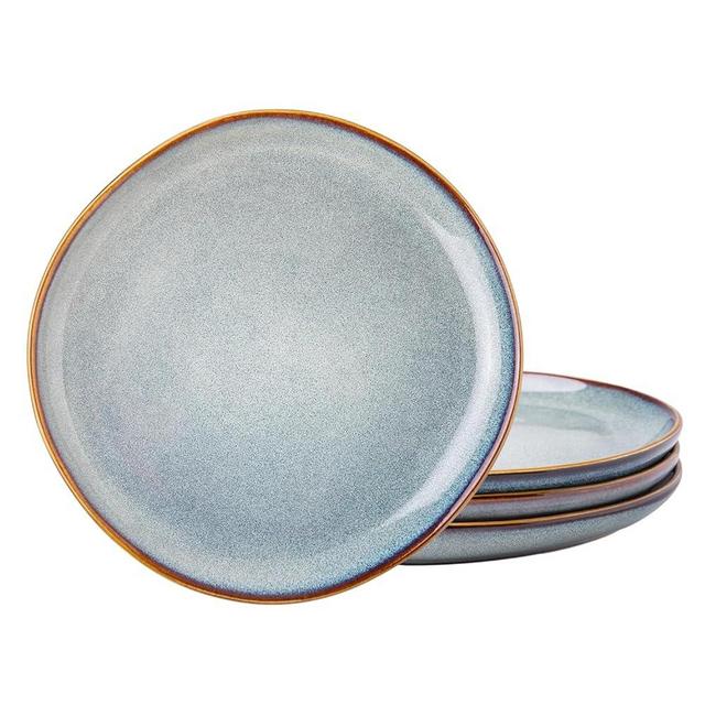 AmorArc Ceramic Dinner Plates Set of 4, 10.5 Inch Handmade Reactive Glaze Stoneware Plates, Large Rustic Shape Dinnerware Dish Set for Kitchen, Microwave & Dishwasher Safe, Scratch Resistant