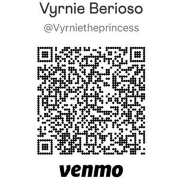 (Venmo:@VyrniethePrincess) Scan QR code, feel free to contribute through either Vyrnie’s or Hayden’s account—both go to the same place and support our wedding registry. Thank you!!!