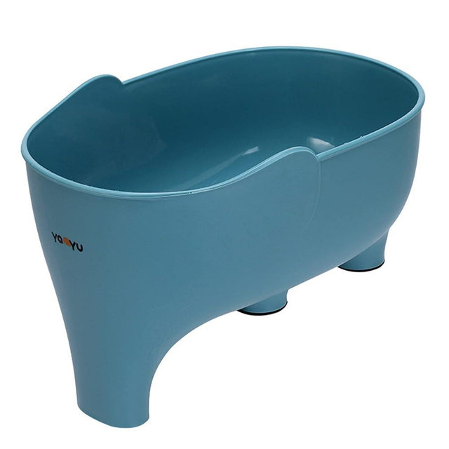 FHTECO Vegetables Washing Basket Elephant Drainage Basket Fruit Basket for Draining Pasta Noodles Kitchen (Blue)