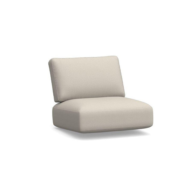 Cushion Only: Modern Farmhouse Outdoor Lounge Chair, HP Heathered Canvas; Ivory