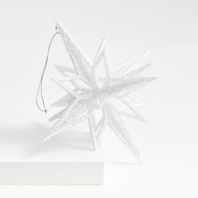 Radiant Glitter Silver Star Christmas Ornament