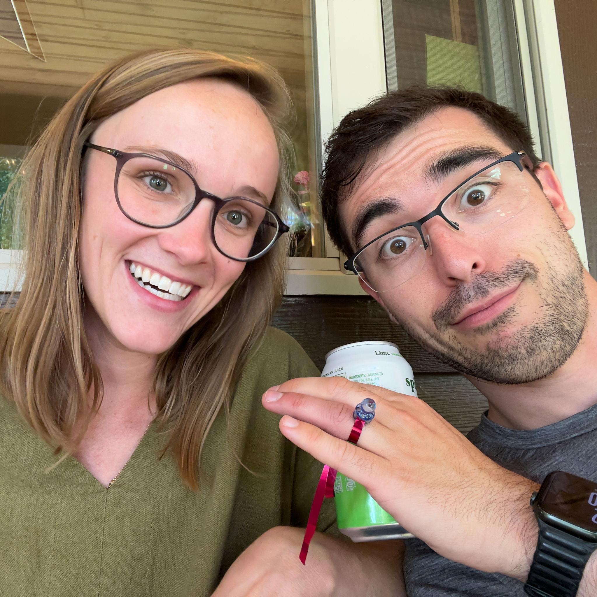 Mackenzi gave Jesse a "ring" at his sister's baby shower in August. His Grandma noticed! At this time people were beginning to wonder when he'd put a real ring on her finger.