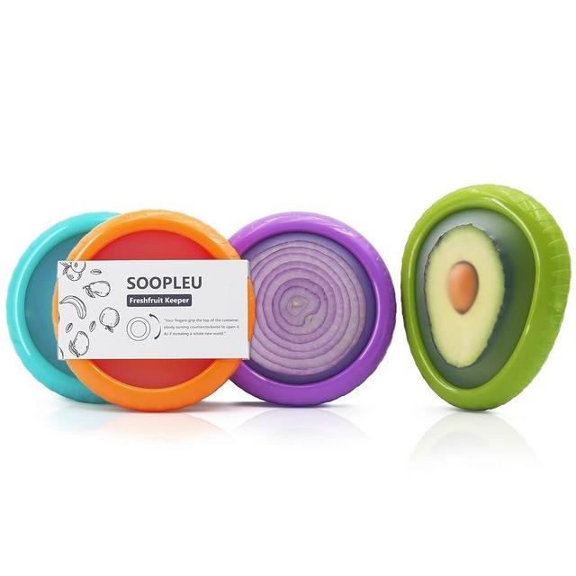 SOOPLEU Onion Storage and Avocado Saver Set - Ideal for Red Onion, Guacamole, Tomato - Doubles as Garlic Keeper - 4-Piece Kit