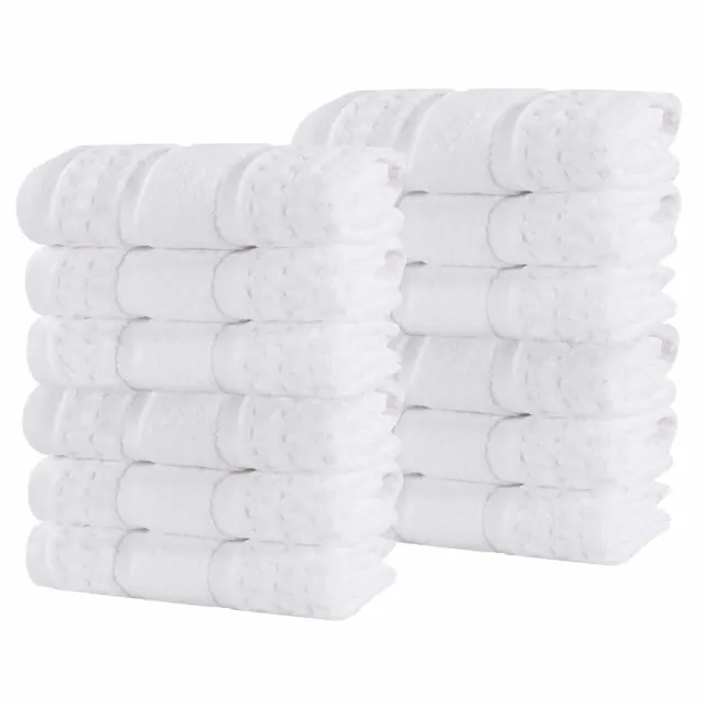 Zero Twist Cotton Waffle Honeycomb Medium Weight Face Towel Washcloth Set of 12, White - Blue Nile Mills
