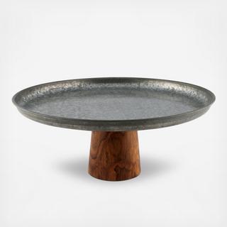 Galvanized Iron Cake Stand with Wood Base