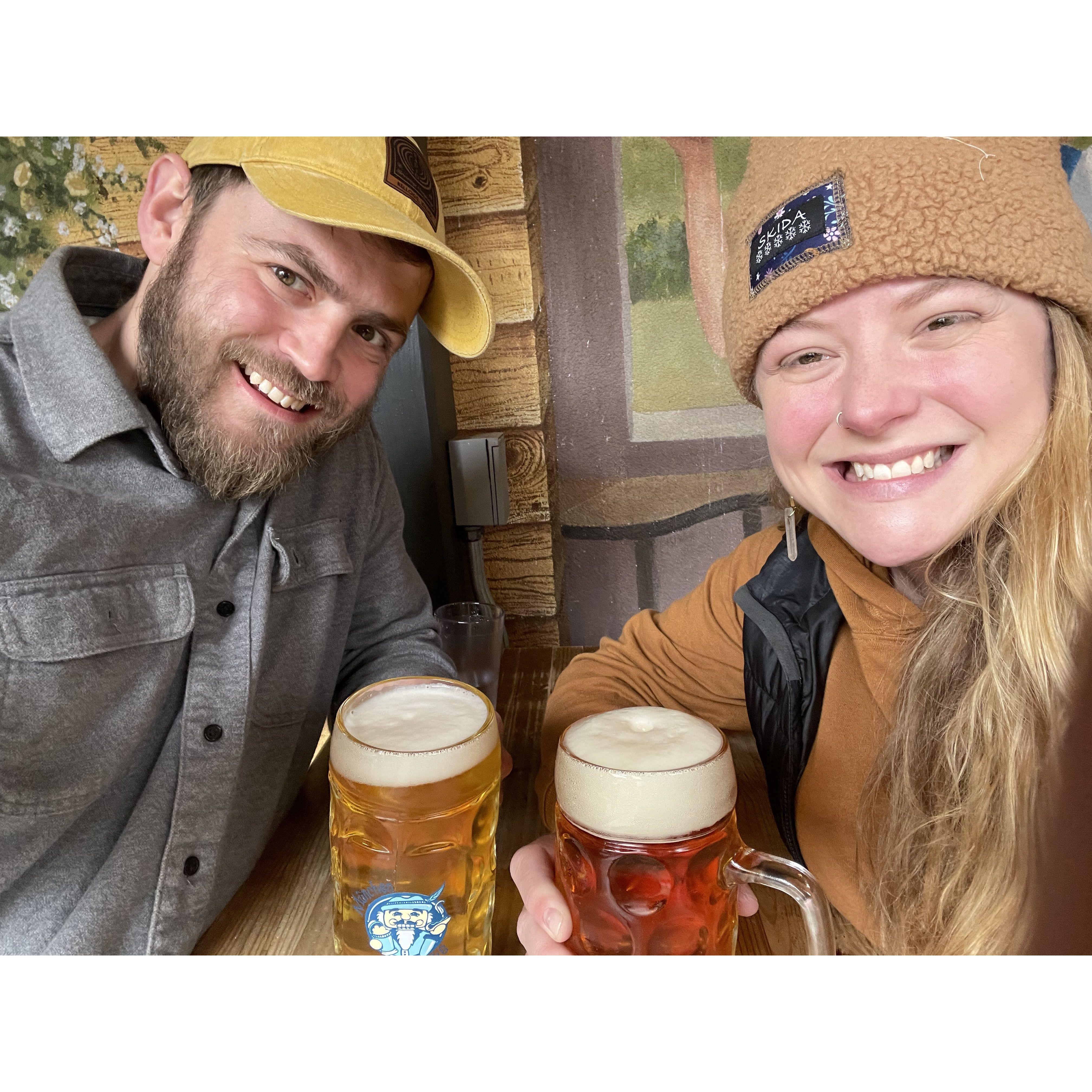 We love beer! Visiting Pat & Lisa (Laura's brother and sister-in-law) in Leavenworth, WA.
